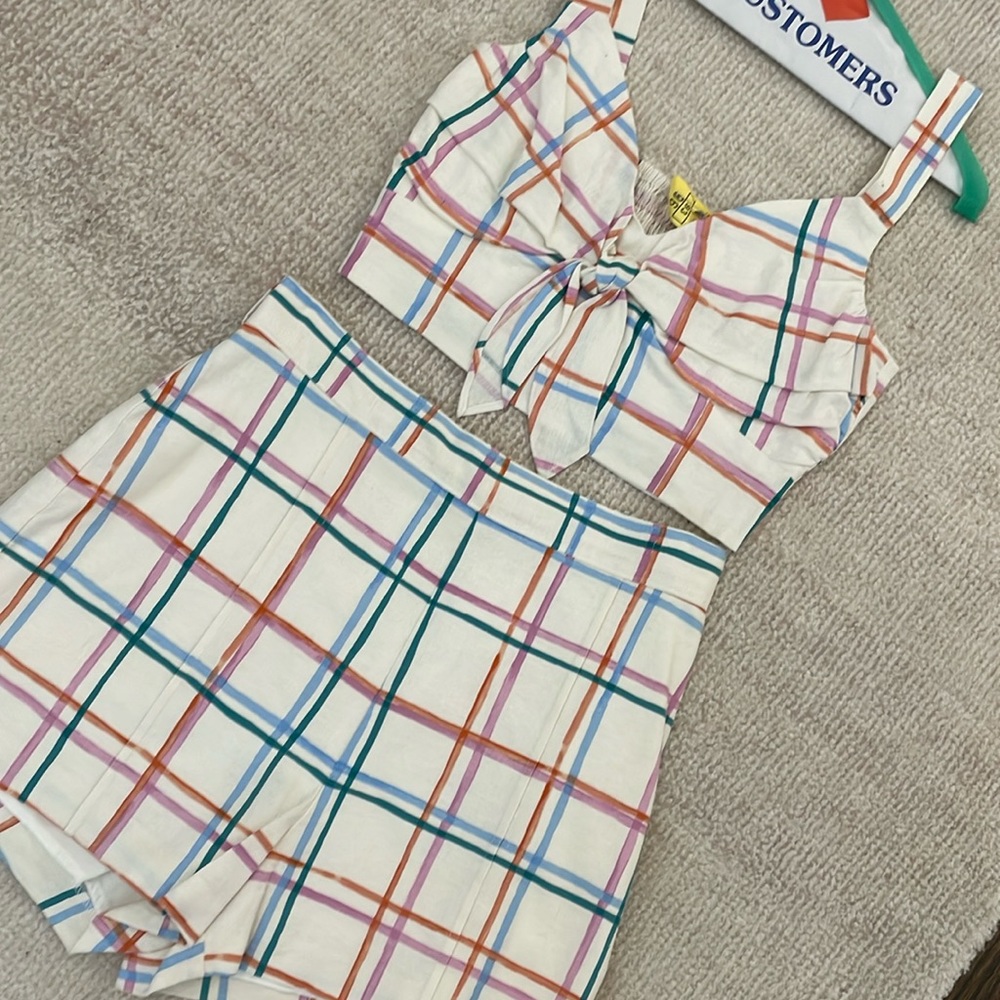 Two piece colorful short set- worn once- dry cleaned.